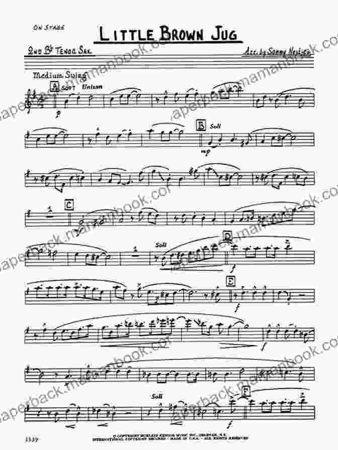 Little Brown Jug Saxophone Quartet Score Parts Image Of Musical Score Little Brown Jug Saxophone Quartet Score Parts